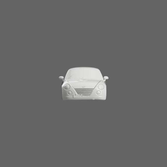 3D scan of Daihatsu Copen L880K model by SCHURKEE, showcasing detailed front and side views of the compact convertible car.