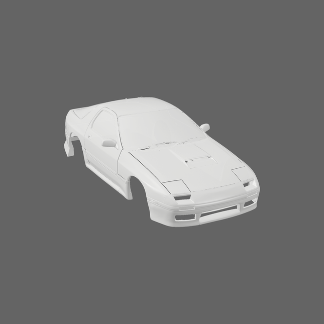 3D scan image of a Mazda RX-7 FC3S from 1985-1992 by SCHURKEE, showcasing detailed 3D modeling of the classic sports car.
