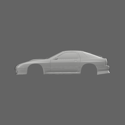 3D scan image of Mazda RX-7 FC3S from 1985-1992 by SCHURKEE, showing detailed front and side view of the classic sports car